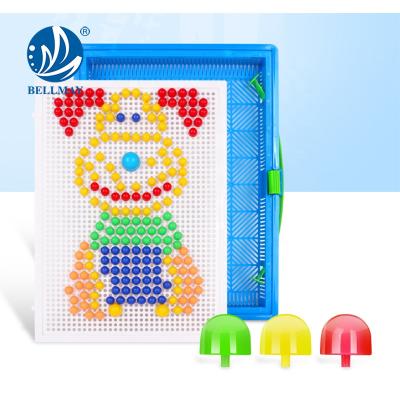 China Cheap Colorful Mushroom Peg Bemay Toy New Innovative Product Mushroom Nail Peg Board Game Kids Educational Toy for sale