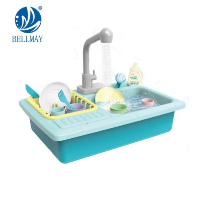 China Bemay Plastic Toy Kitchen Washing Sink Toy With Faucet Recirculating Water Pretend Play Toys for sale