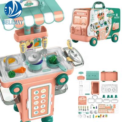 China Bemay Plastic Toy Pretend Play Game Hot Selling Pretend Play Cooking Plastic Kitchen Toy Set For Kids for sale