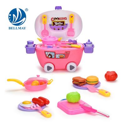 China Bemay Toy Supermarket Pretend Play Multifunction Storage Plastic Kitchen Set Toy Car For Sale for sale