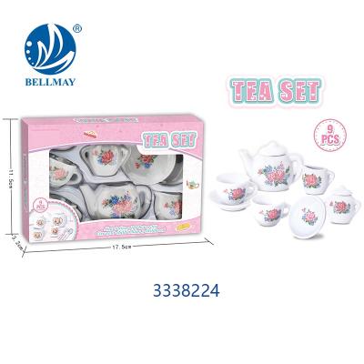 China Teapot Set For A Child Bemay Toy 9PCS Shantou Factory Girl Porcelain Tea Set | Pretend Kids Toy Mini Kitchen Play Set for sale