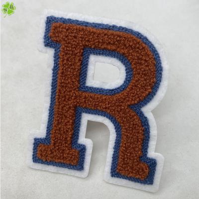 China 3D Custom Design Letters Iron On Embroidered Chenille Patches for sale