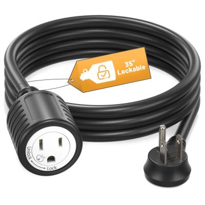 China Appliance Extension Cord 6 Feet Indoor Outdoor Extension Cord with 3 Plug Flat Fork Ground Wire with Locking Plug for sale