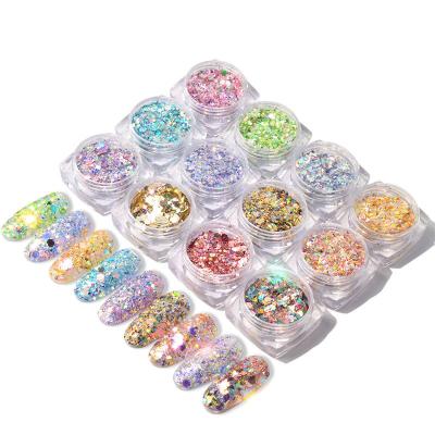 China Easy Apply Nail Art Glitter Symphony Mixed Size Nail Decoration Sequin for sale