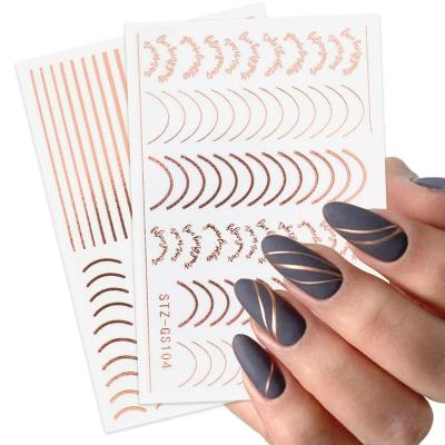 China Easy Apply New Metallic Nail Art Stickers Metal Line Stickers for sale