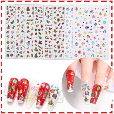 China Easy Apply New Laser Christmas Nail Art Sticker Waterproof Christmas Nail Art Ornament for sale