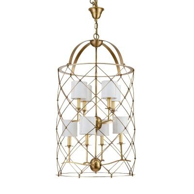 China New Chinese Chinese Hotel Villa Project Hanging Decorative Bird Gold Cage Lantern Chandelier Lantern Lights Pendant Lighting Lamps for sale