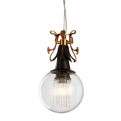 China Modern Contemporary Chandlier Glass Ball Pendant Lamp Chandelier with Brass and Black Crystal Post-Modern Led Hanging Light Fixtures for sale