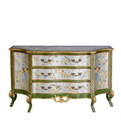 China French classic kinds of interior furniture wooden cupboard furniture wholesaler with decor luxury noble white sideboard home design hand painted cabinet for sale