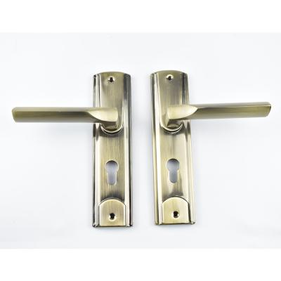 China Modern Apartment Baolai Hardware Steel Plate Door Handle Plate Stainless Modern Door Handle Antique Brass Finish for sale