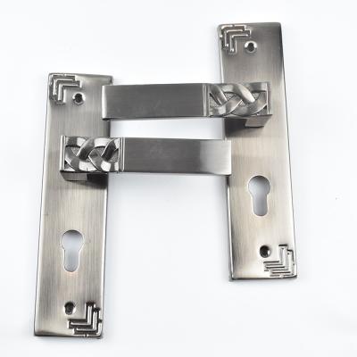 China Apartment Baolai Hardware Steel Plate Door Handle Plate Stainless Modern Door Handle Chrome Plated for sale