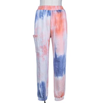 China Breathable Women Dyed Tie-Dye Elastic Jogger Pants Waist Sweatpants Lounge Bottoms for sale