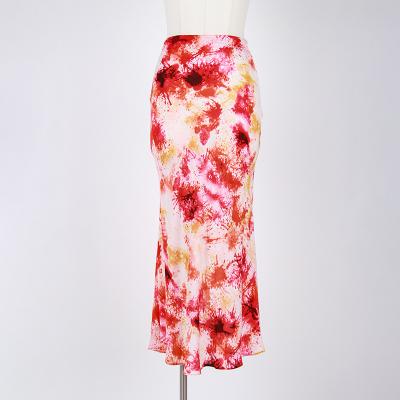 China Floral Print Breathable Custom Skirts For Women Long Pencil Skirt for sale