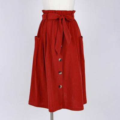 China Plus Size Women's High Waist Skirt Spring Summer Midi Skirts Elastic Waist A Line Ladies Skirts With Belt for sale