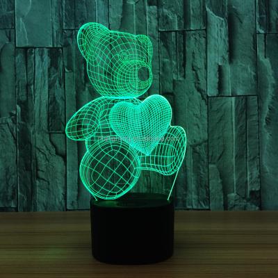 China 3D 7 Colors Acrylic Led Flashing Lamp Birthday Gift For Girlfriend Night Light for sale