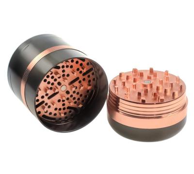 China New Large Manual Metal Smoker With Storage Bowl Rainbow Six-Layer 63mm Zinc Alloy Metal Grinder for sale