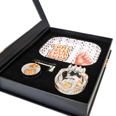 China Tobacco Rolling Tray New Hemp Smoking Accessories Cartoon Ashtray Pipe Stash Box With Rolling Tray Set for sale