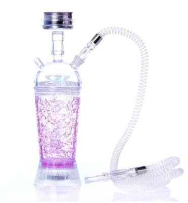 China Cup travel small size portable smoking accessories bottle portable with led light plastic acrylic hookah car shisha cups for sale