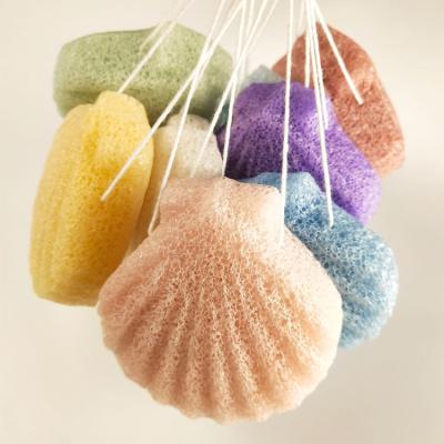 China All natural patented product special shaped konjac sponge face cotton tool fine fiber shell face wash breath for sale