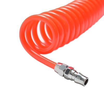 China Air Polyurethane Recoil Air Hoses with Air Fittings Connector, Compressor Light Air PU Spring Spiral Pneumatic Hose for sale