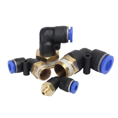 China Building Material Stores PL Series Pneumatic Male Elbow Wire Push To Connect Fittings To Press In Fitting One Touch Quick Connector for sale