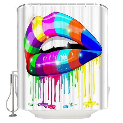 China Bold Funny Lips 72*72 Inch Bathroom Decor Sustainable Curtain Shower Curtain Set Waterproof Polyester Fabric Shower Curtain for sale