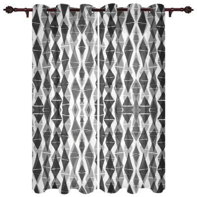 China Home Classic Black Window Curtain Blackout Polyester Window Curtains Decor White Gray Curtain Custom for sale