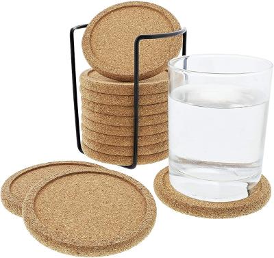 China Best Viable Reusable Natural Round Coasters For Bar Mug Glass Table Cork Coasters With Lip For Beverage Absorbent for sale