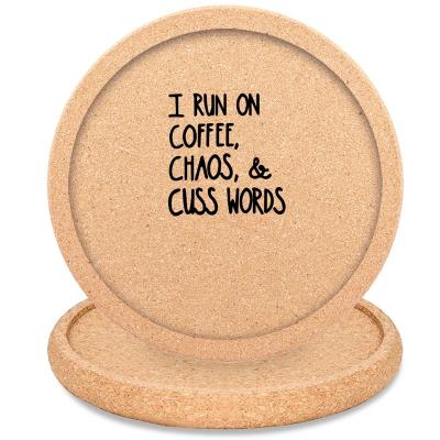 China Viable Ready To Ship Simple Design Thick Cork Drinks Coaster Table Decor 4 Inch Wooden Coaster Set Round Cup Mat For Desk for sale