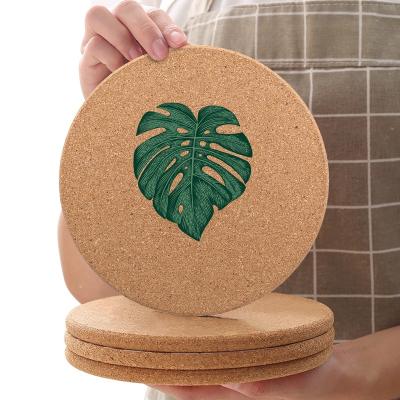 China Sustainable Hot Sale Tropical Plant Leaf Printed Tea Cup Coaster Water Absorbent Cork Coaster Set For Cup Mat for sale