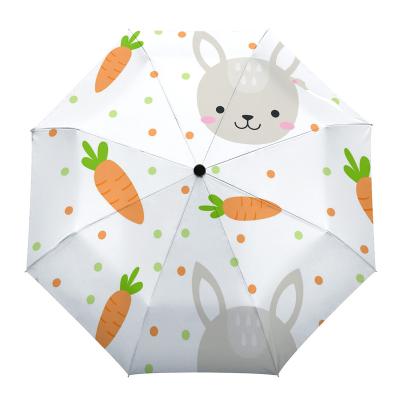 China White Sun Printing Rabbit Printing Easter Product UV Protective Folding Umbrella Popular Minimalist Windproof Umbrella For Gift for sale