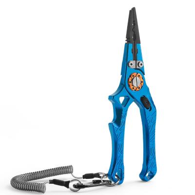 China Multifunctional Amazon Top Selling High End Aluminum Fishing Pliers With Spaghetti Strap And Self Locking System OEM for sale