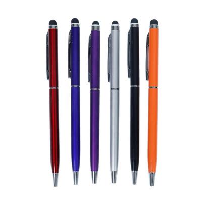 China office & School Pen Hot Selling Custom Twist 13cm Aluminum Metal Slim 2 In 1 Cell Screen Capacitive Touch Stylus Ballpoint Pen With Customized Logo for sale