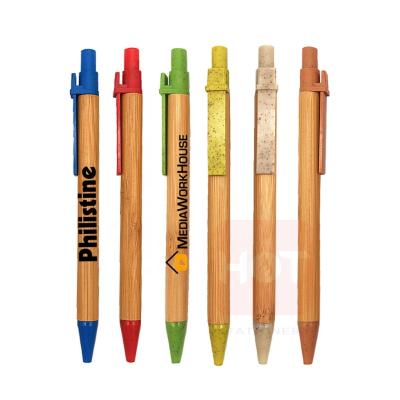 China Popular Eco Friendly Birthday Souvenirs Advertising Curved Bamboo Wooden Ballpoint Pen With Custom Logo for sale