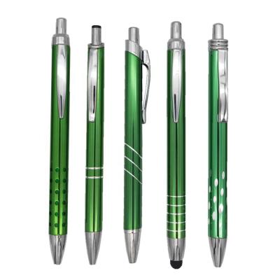 China Gift Laser Printing Ball Pen Green Retractable Aluminum LOGO Customized for sale