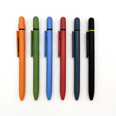 China 2020 New Arrival Macaron Modern Twist Color Plastic Customized Promotional Pens With Logo Printing 2 In 1 Combo Highlighter And Pen for sale