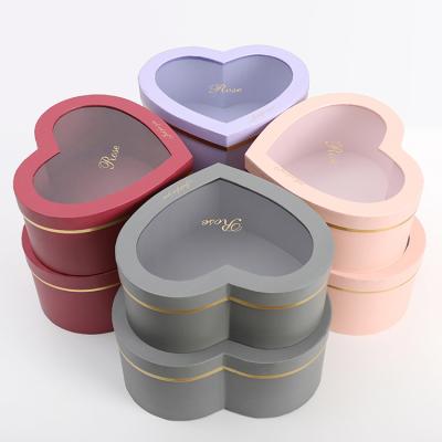 China Recyclable MOQ IS 1 SET Hot Sale Cardboard Flower Heart Shaped Packaging Gift Box With Clear Window for sale