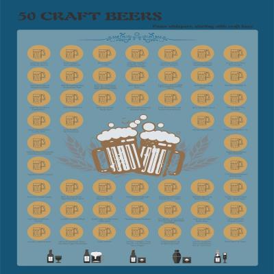 China Popular 50 Beer Bucket List Gift Promotion Crafts Scratch Off Poster For Amazon for sale