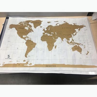 China Gift Travel 250gsm Poster Custom Printing Luxury Scratch Off The World Map Poster for sale