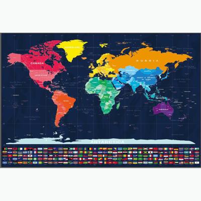 China Large Gift Size 835x560mm Wall Art World Map Poster Coated Scratch Off for sale