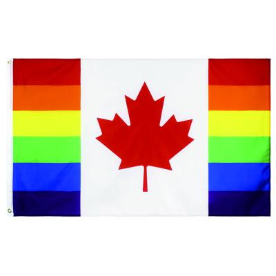 China Pride Flag Factory Supply Polyester 3x5 ft LGBT Gay Canadian Rainbow Canada Flag for sale