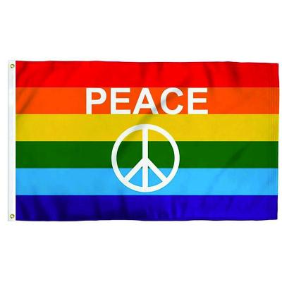 China Polyester FLYING 3x5 Ft LGBT Pride Flag Banner Gay PEACE Rainbow Flag Factory Supply for sale