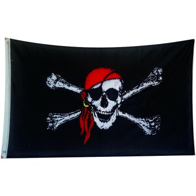 China Pirate Flag Factory Supply Polyester 3x5 Ft Red Bandana FLYING Crossbone Jolly Roger Flag for sale