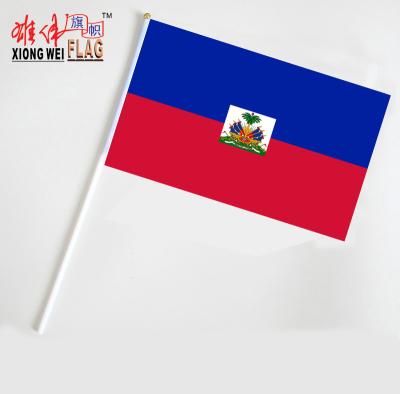 China Cheap National Pennant Custom Haiti Polyester 20x30cm Mini Hand Flags for sale