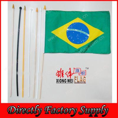 China FLYING Cheap Polyester 30x45cm Hand Flag With Plastic Bamboo Wood Flagpole for sale