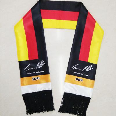 China Factory Hot Sale Polyester Flag Soccer Scarf EuroCup World Cup Hand Flag Fans Scarf Directly Supply Germany for sale