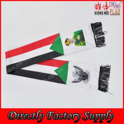 China Custom Sudan Flag And President Election Satin Scarves Silk Screen Printed FS-0217 for sale