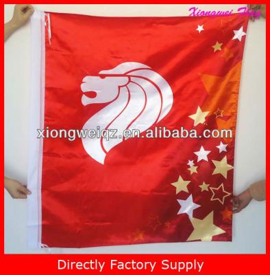 China FLYING Lion Head Printed Singapore National Day Satin Flag Banner for sale