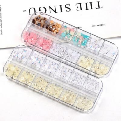 China Easy Apply New Arrival Japanese Nail Pearl Decals Mix Colors Flat 3D Nail Pearl Art Decals for sale