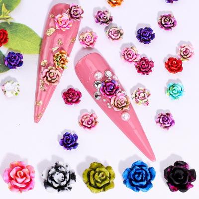 China Easy Apply Different Colors Ceramic Rose Nail Decals Smudge Flowers Nail Stick Decoration Rose Nail Art Decoration for sale